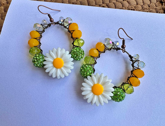 Medium Sunny Daisy Hoops