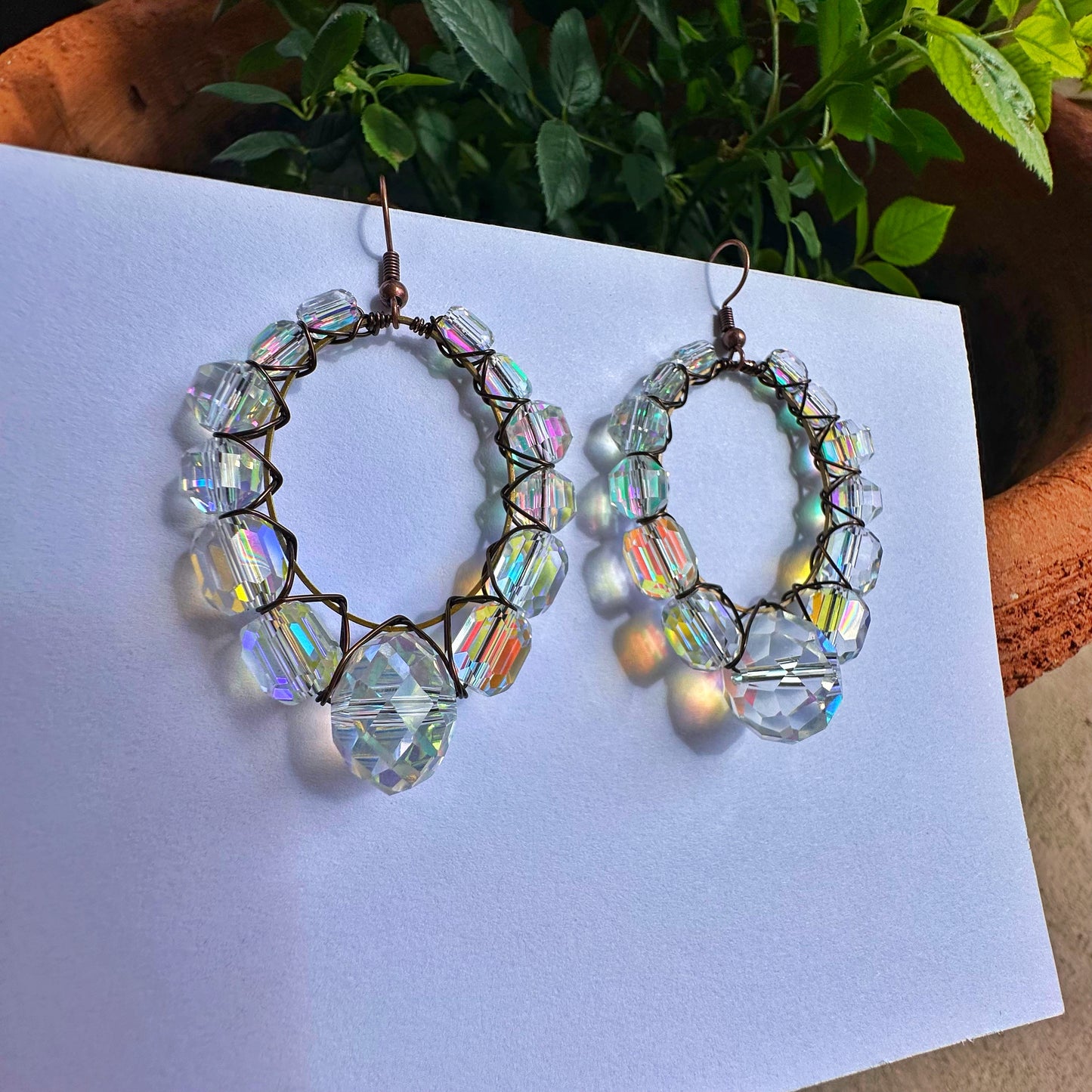 Medium Aurora Crystal Hoops