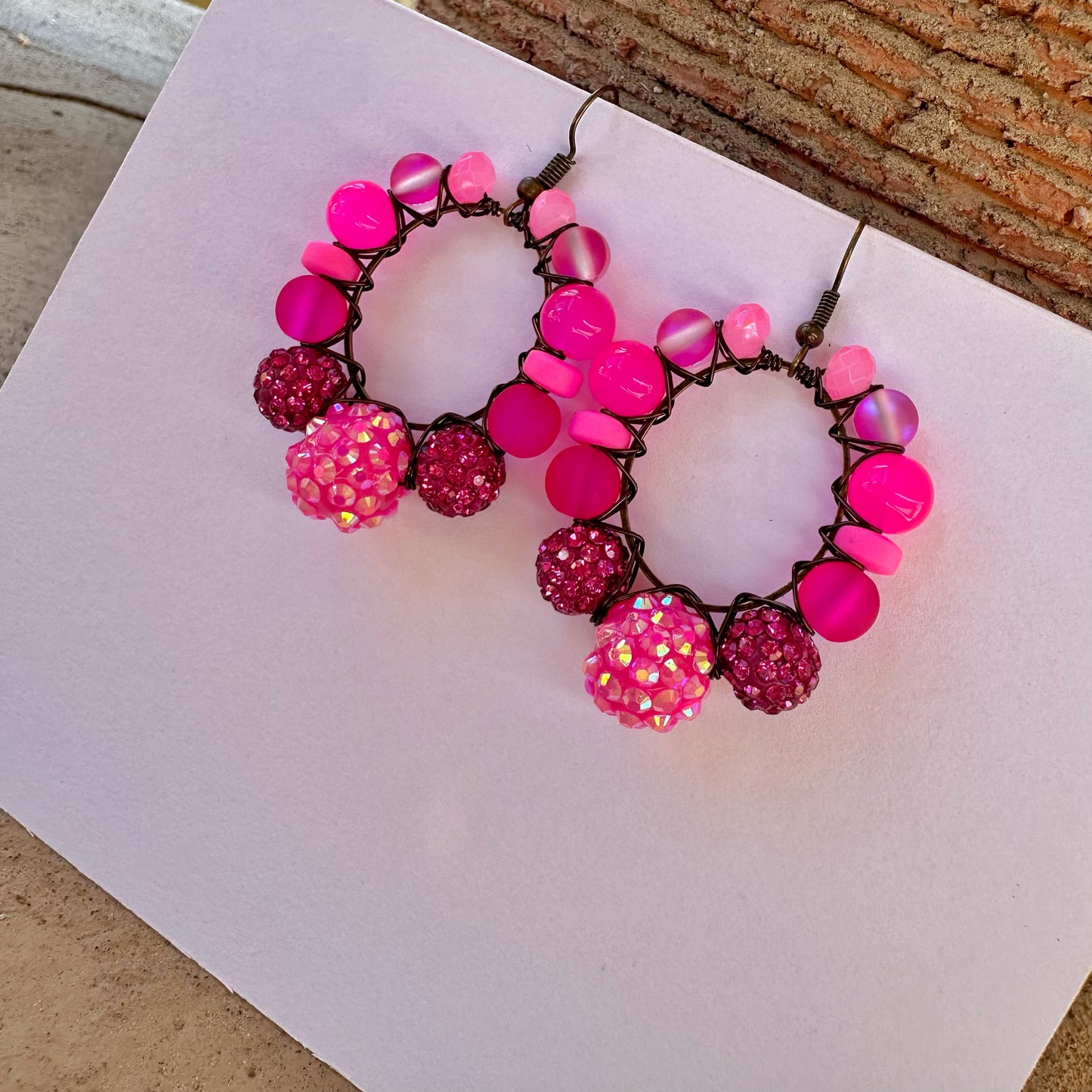 Mini Hot Pink Glam Hoop Earrings