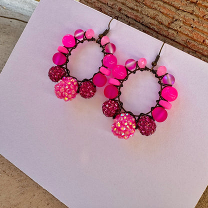 Mini Hot Pink Glam Hoop Earrings