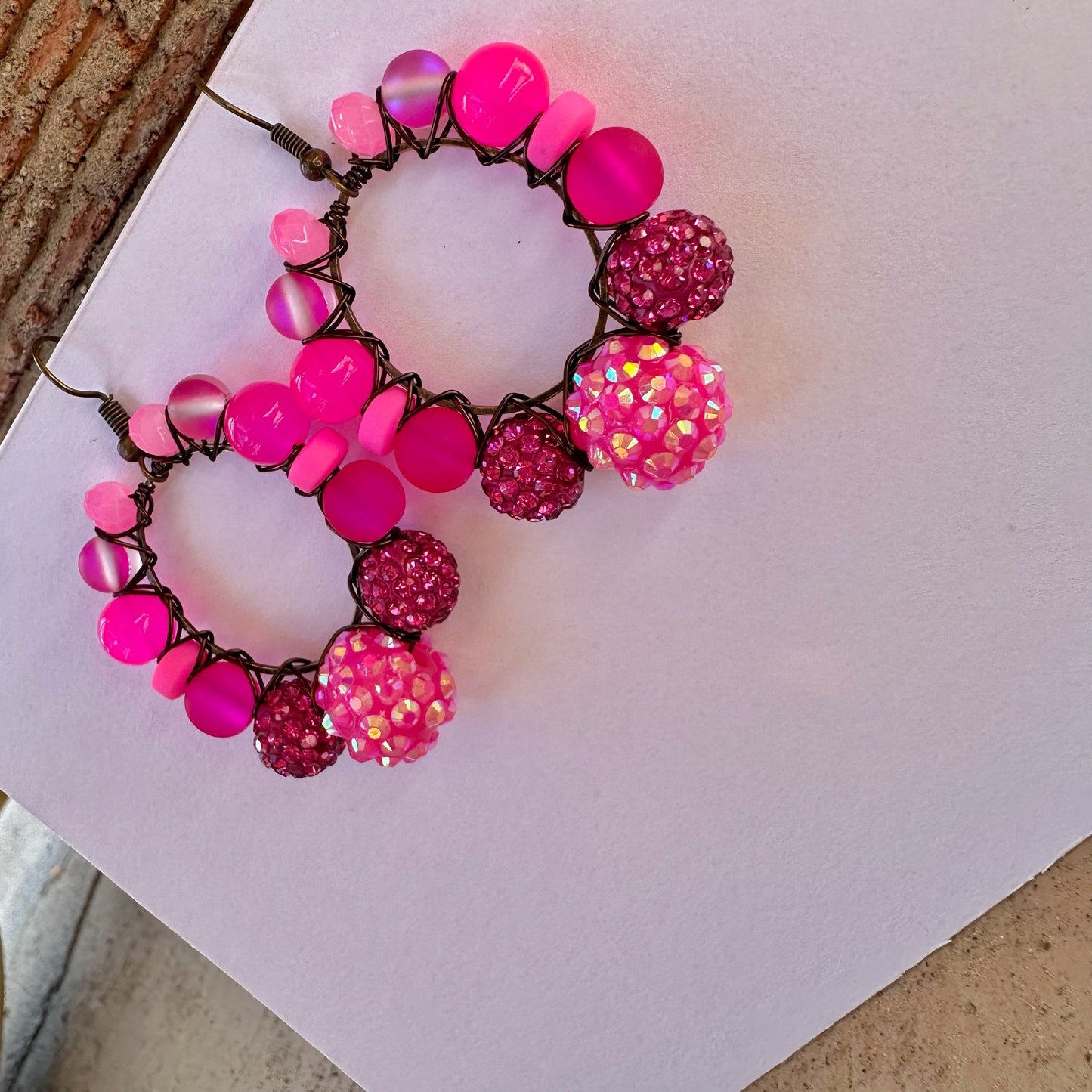 Mini Hot Pink Glam Hoop Earrings